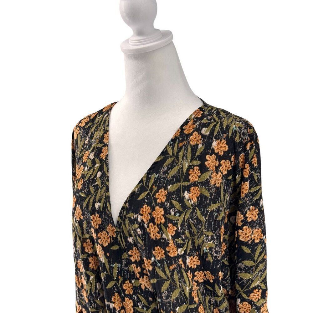 Beautiful Entro Floral Wrap Midi Dress Sz Small EUC Romantic Vibes Vintage Inspo - Picture 3 of 10